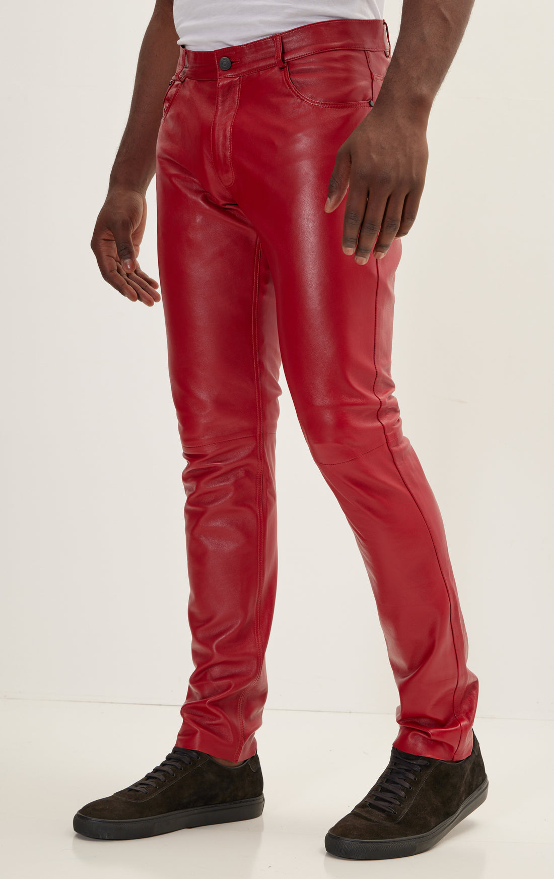 Genuine Lambskin Leather Pants - Red