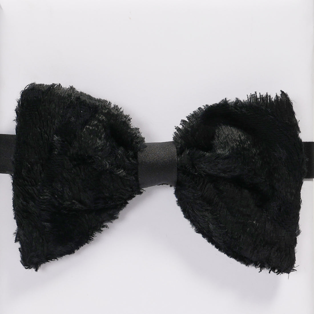 Cotton Velvet Pre-Tied Bow Tie - Black