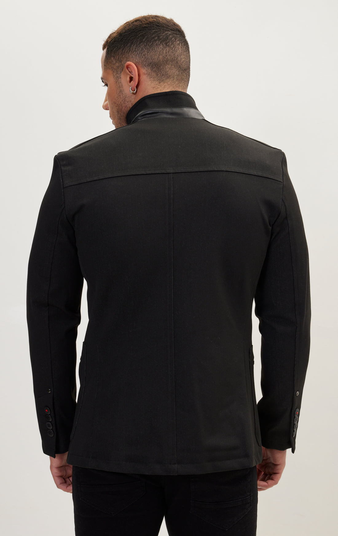 Stand Collar Sport Coat - Black