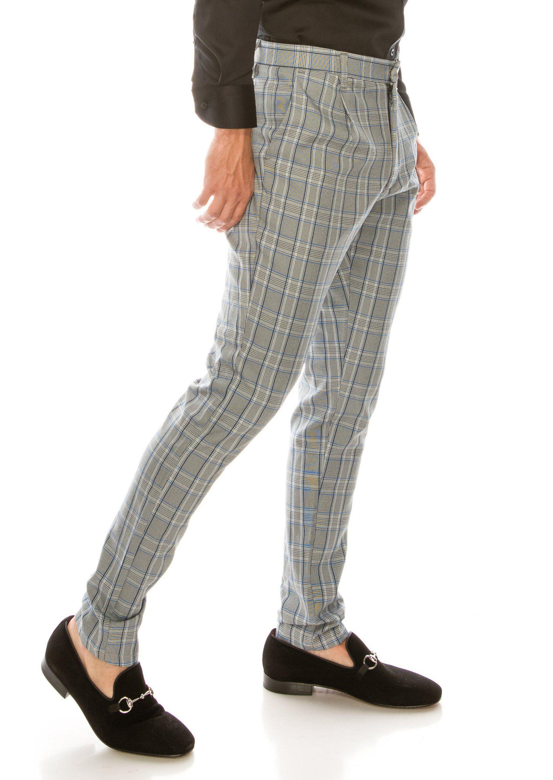 Patterned Slim Fit Casual Trouser - GREY SAX - Ron Tomson