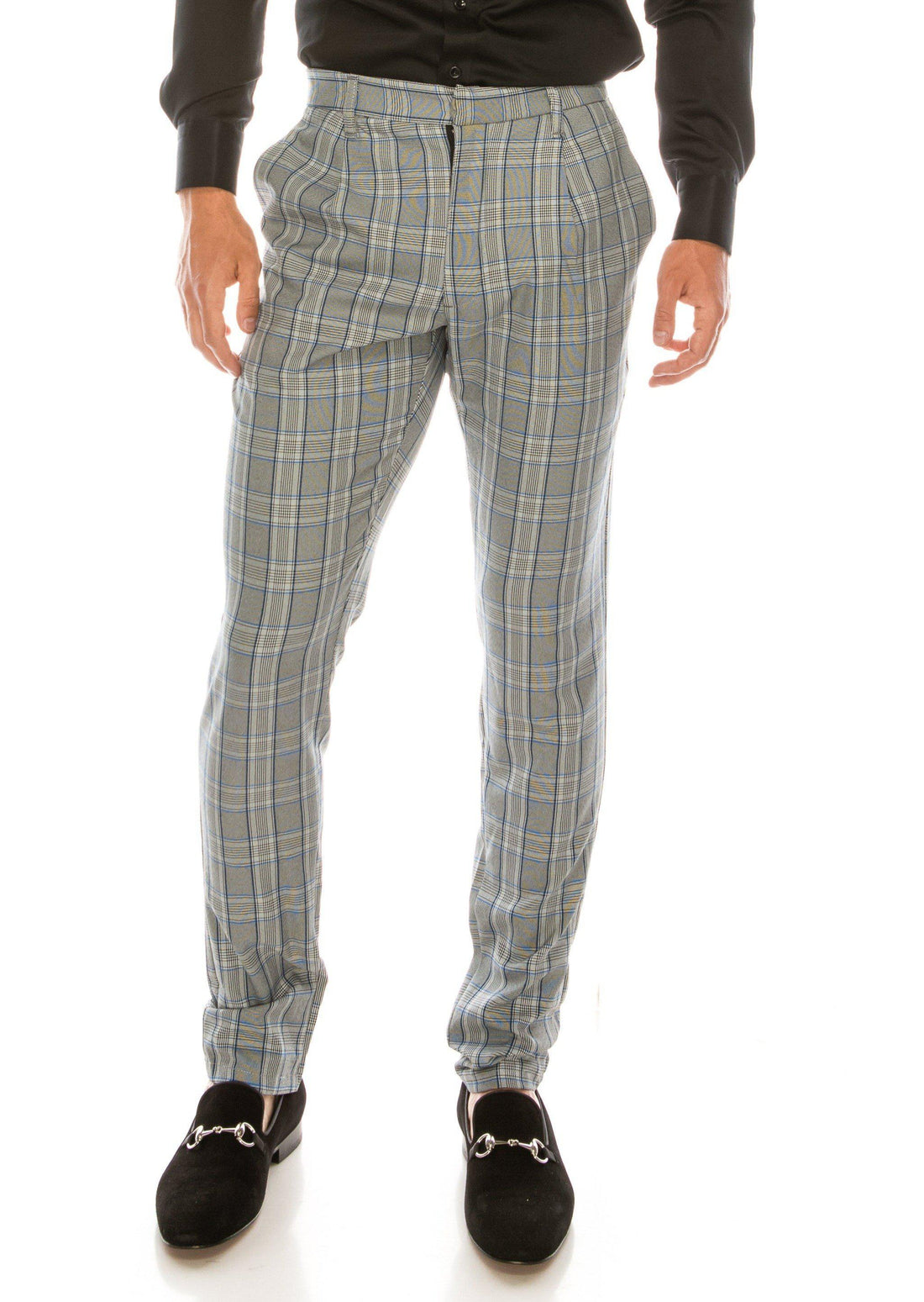 Patterned Slim Fit Casual Trouser - GREY SAX - Ron Tomson
