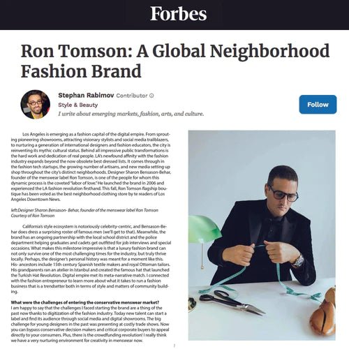 Forbes Interview With Ron Tomson - Ron Tomson
