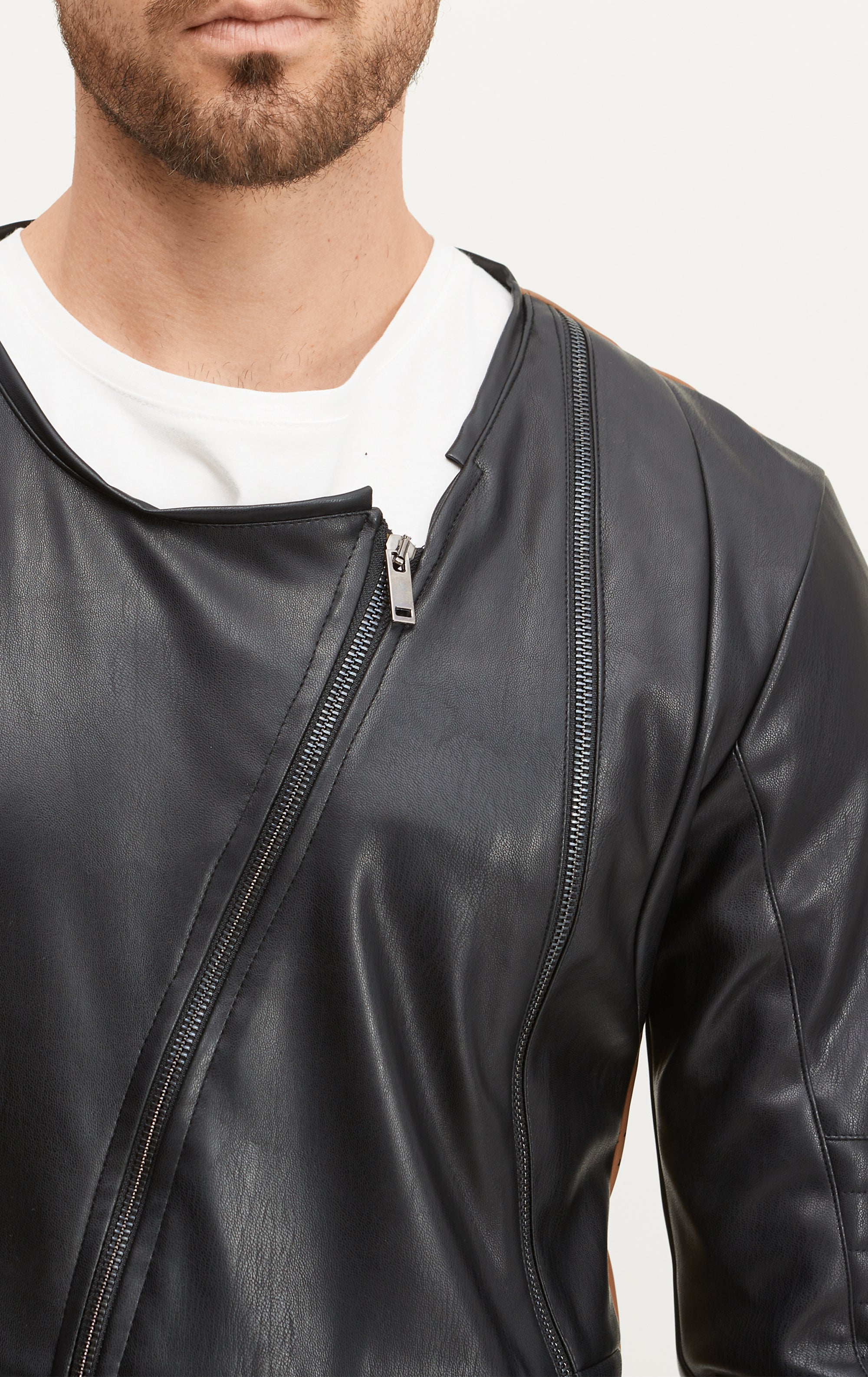 Длинная кожаная куртка из двух частей