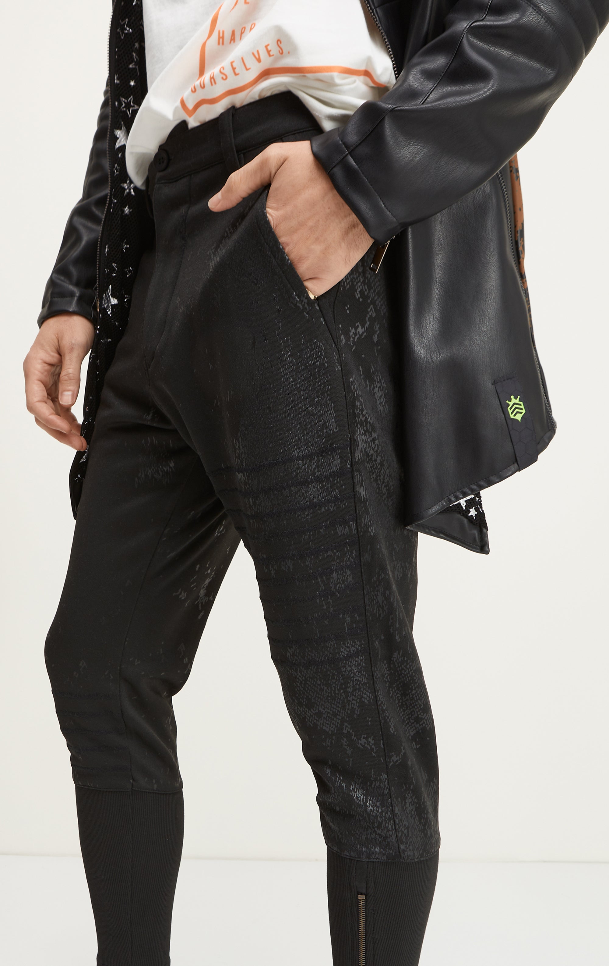 Длинная кожаная куртка из двух частей