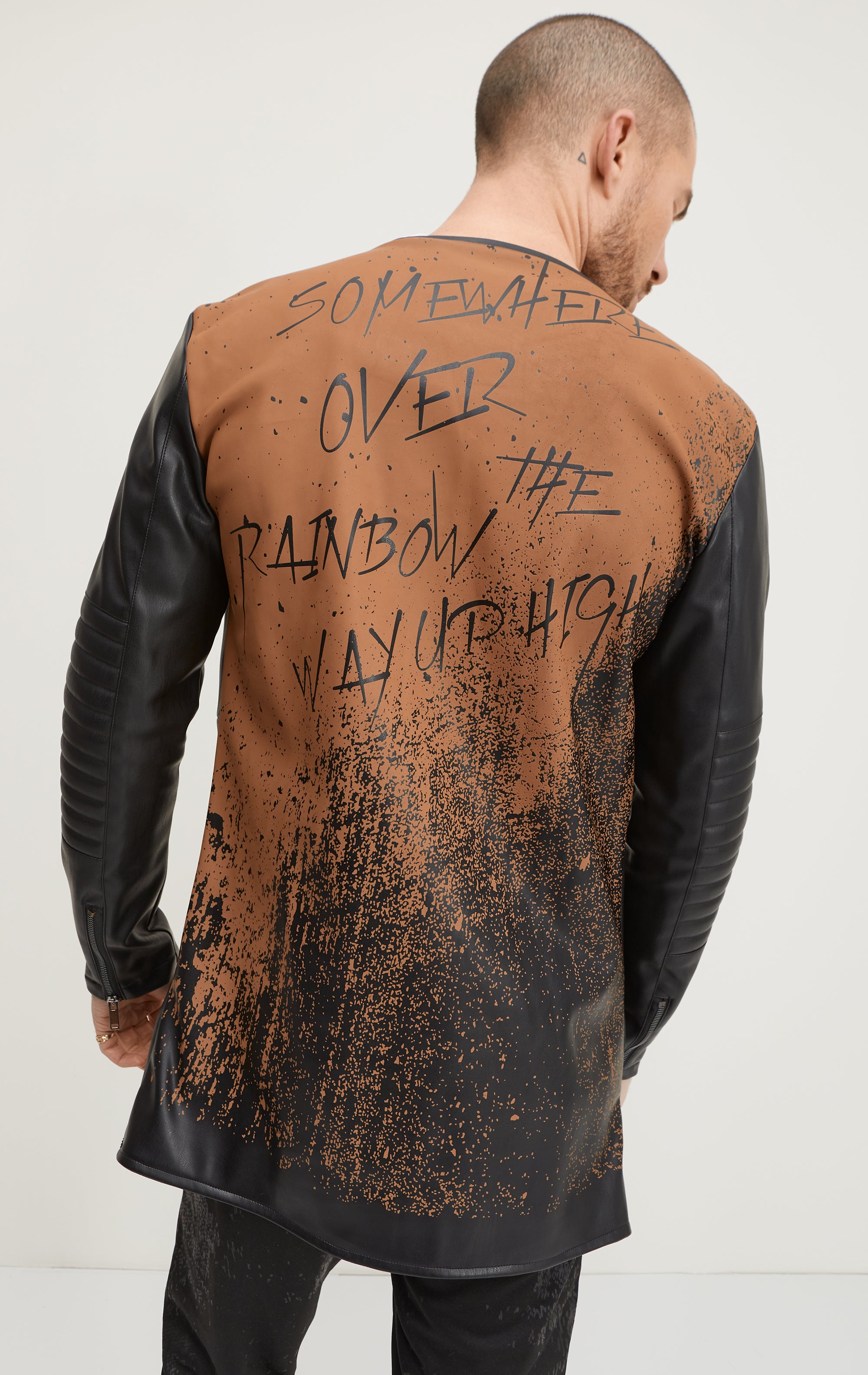 Длинная кожаная куртка из двух частей