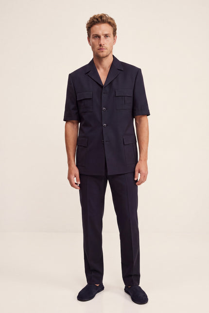 Short Sleeve Safari Suit - Navy