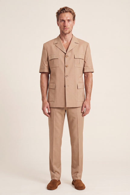 Short Sleeve Safari Suit - Tan
