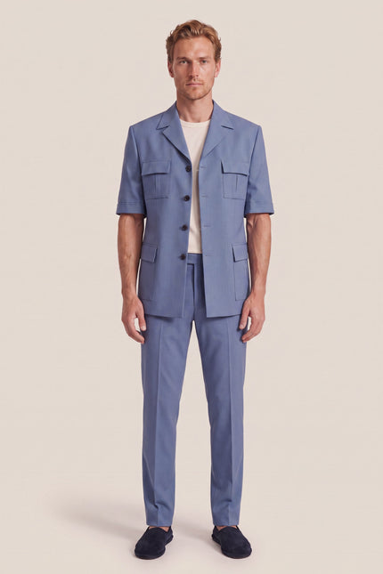 Short Sleeve Safari Suit - Light Blue