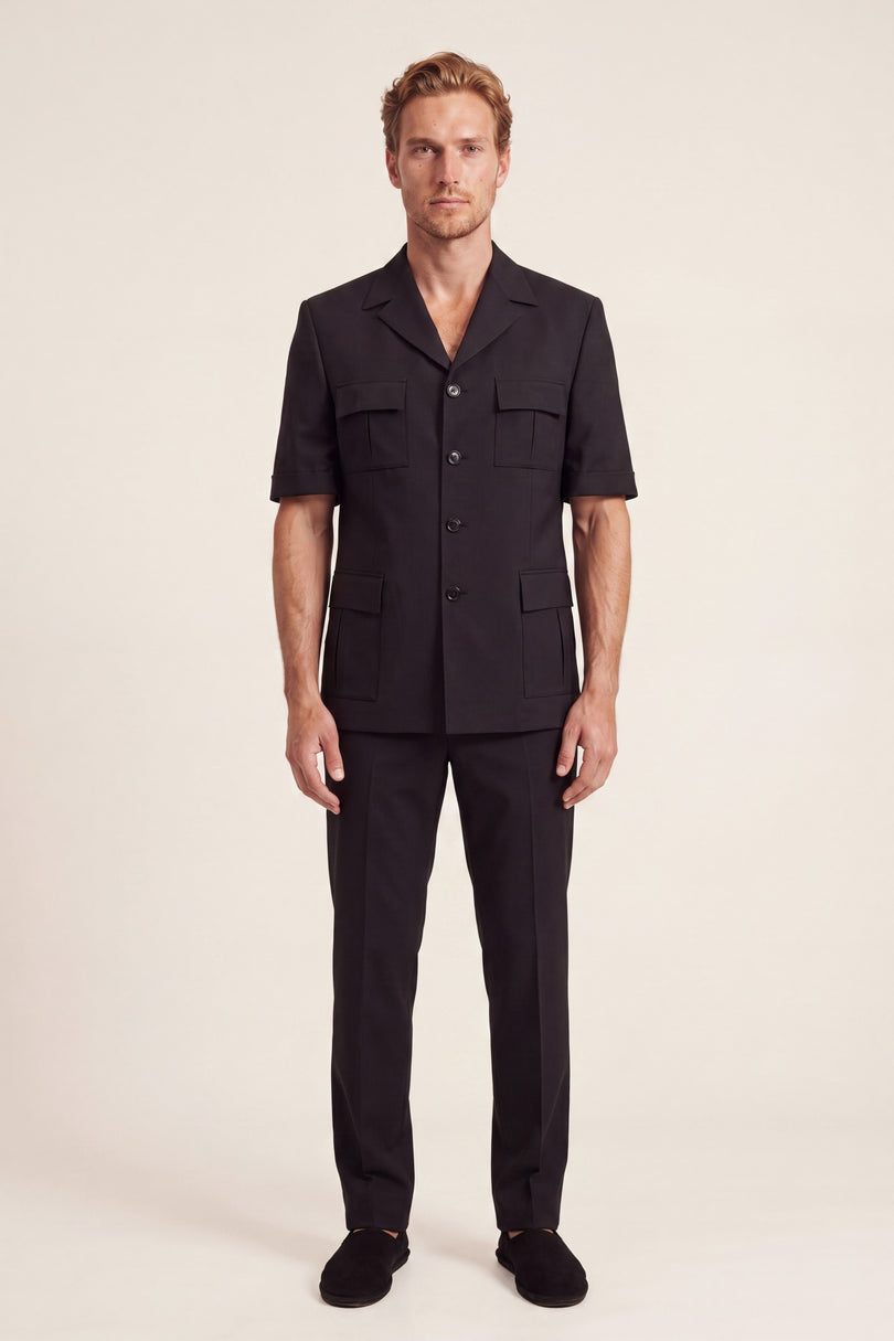 Short Sleeve Safari Suit - Black