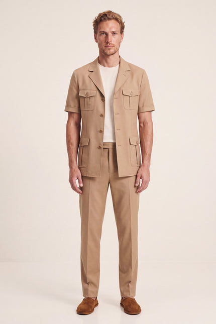 Short Sleeve Safari Suit - Tan
