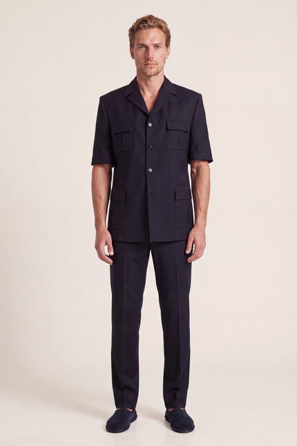 Short Sleeve Safari Suit - Navy