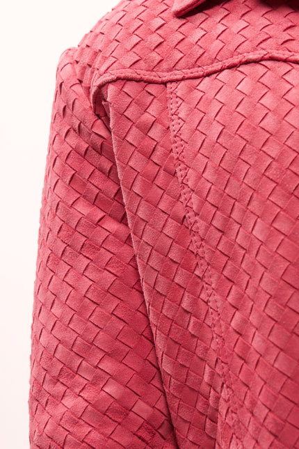 Men's Woven Leather Shirt - Pink