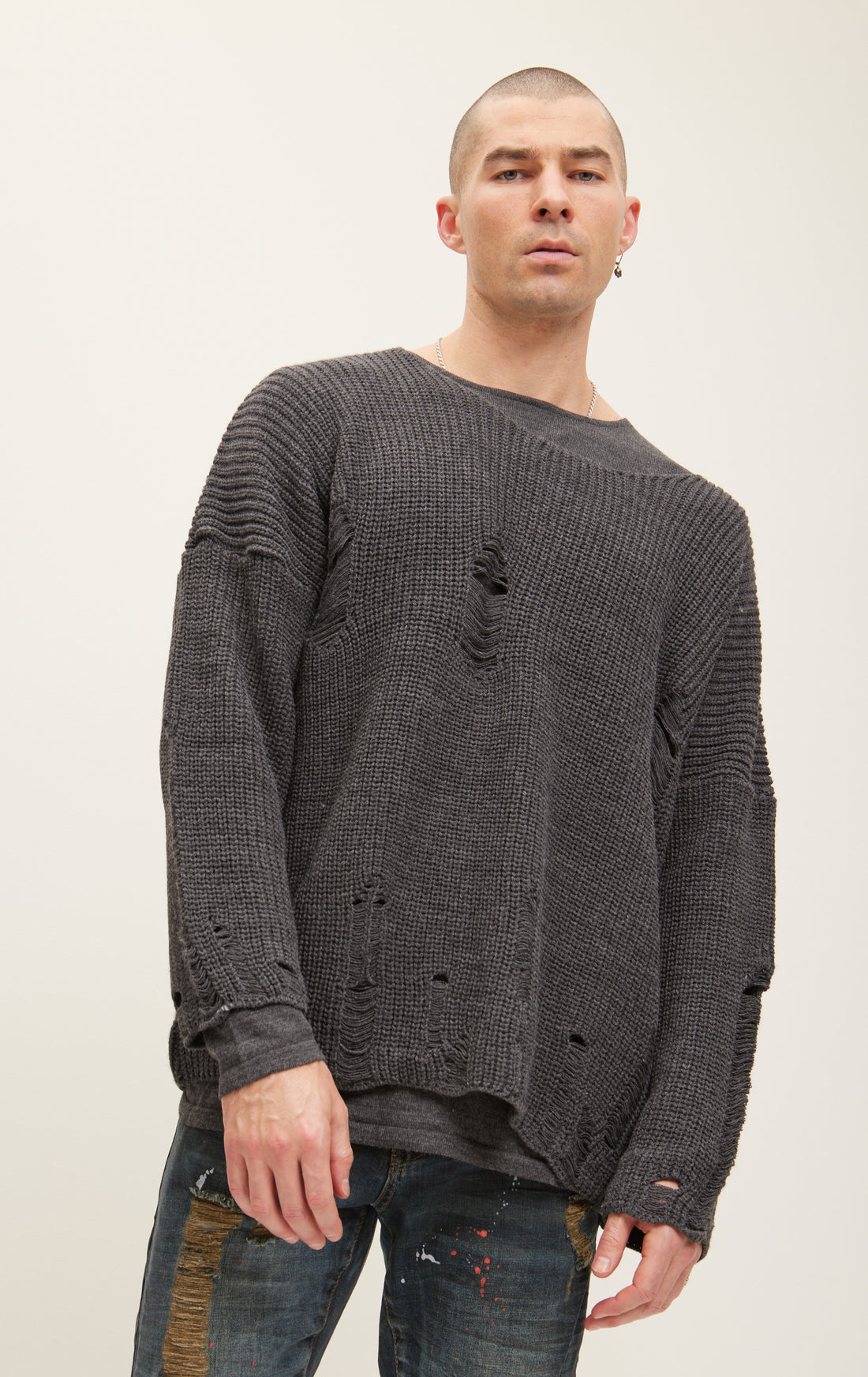 Two Piece Distorted Sweater - Anthracite