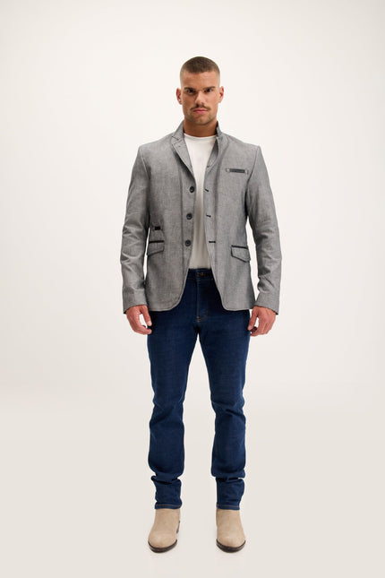 Symmetric Button Blazer - Grey