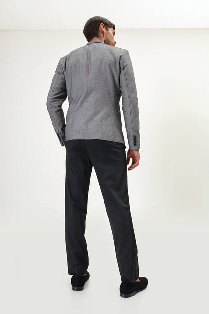 Symmetric Button Blazer - Grey