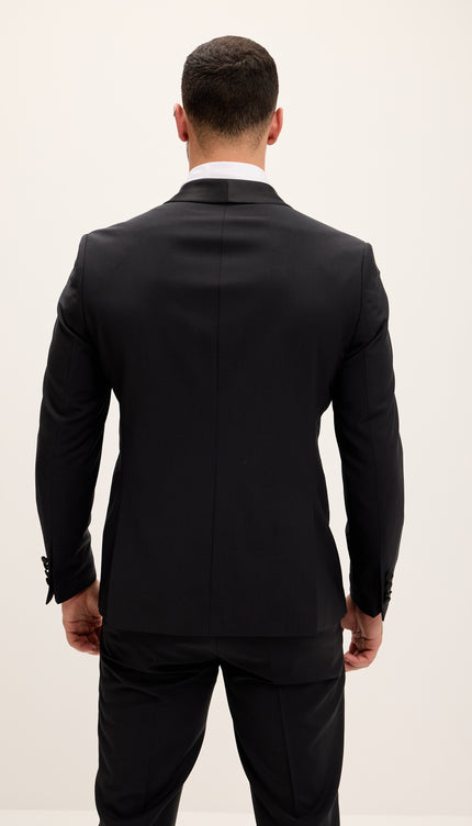 Shawl Lapel Tailored Fit Wool Tuxedo - Black