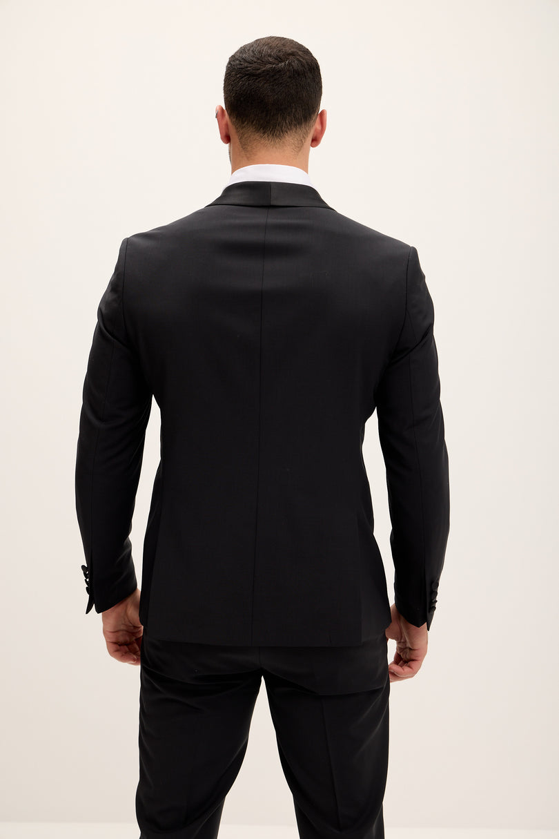 Men's Shawl Lapel Wool Tuxedo - Black | Ron Tomson