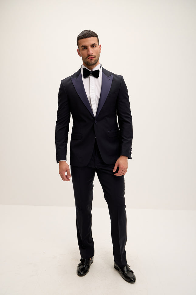 Peak Lapel Wool Tuxedo - Dark Navy