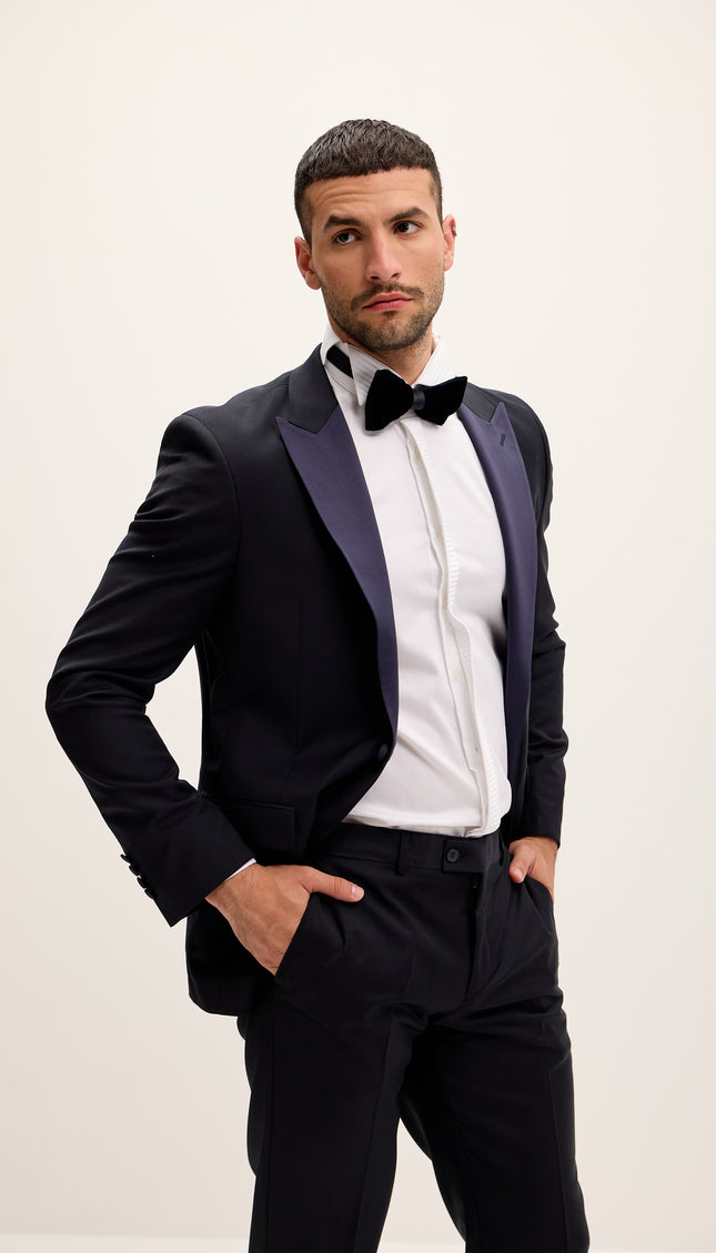 Peak Lapel Tailored Fit Wool Tuxedo - Dark Navy