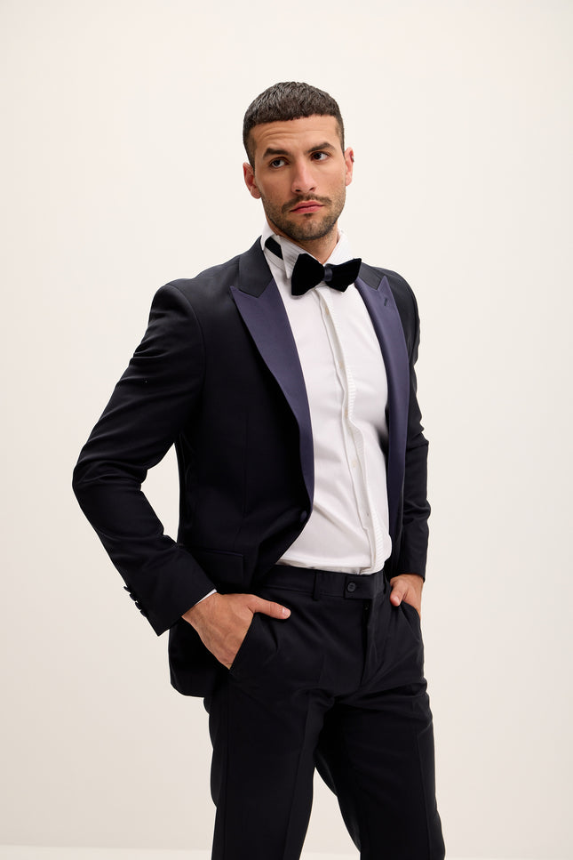 Peak Lapel Wool Tuxedo - Dark Navy