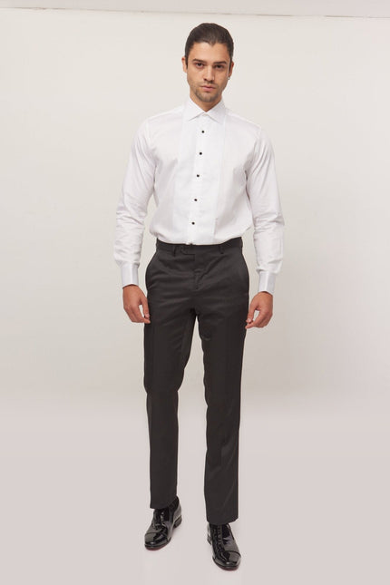 Cotton Lurex Paneled Tuxedo Shirt - White