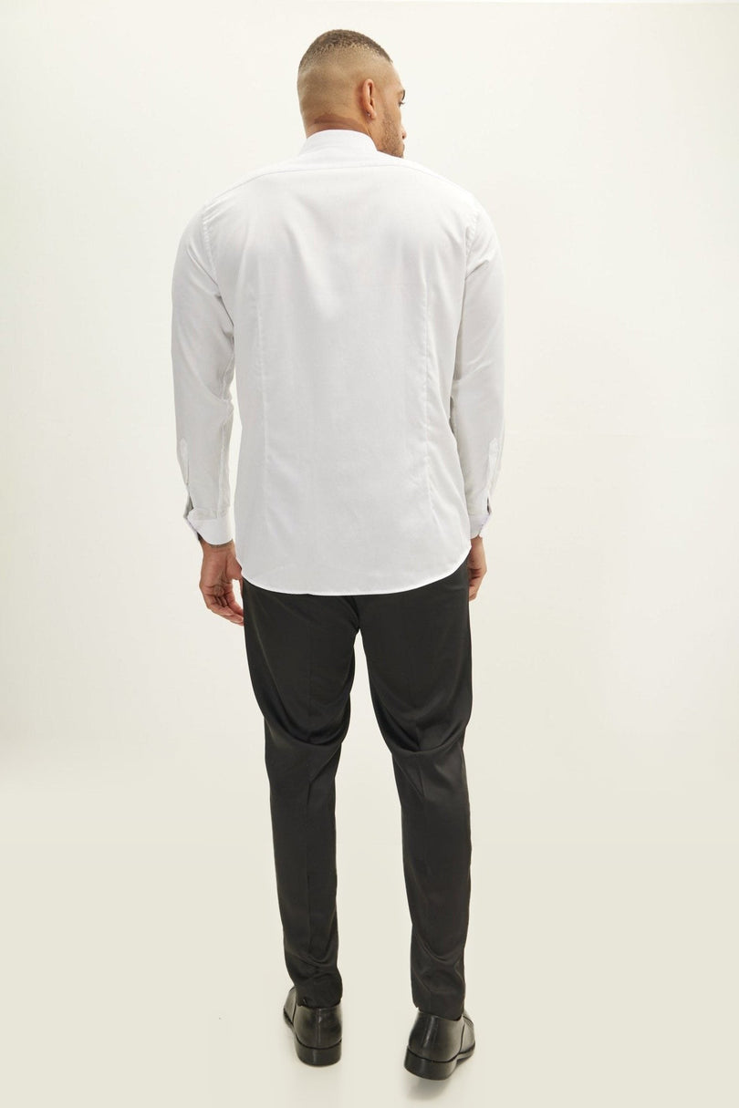 Slim Fit Pique Front Tuxedo Shirt - White