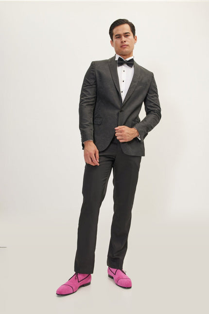 Paisley Shawl Lapel Tuxedo Jacket - Black