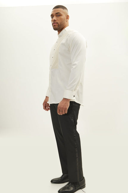Wing Collar Tuxedo Shirt - Beige