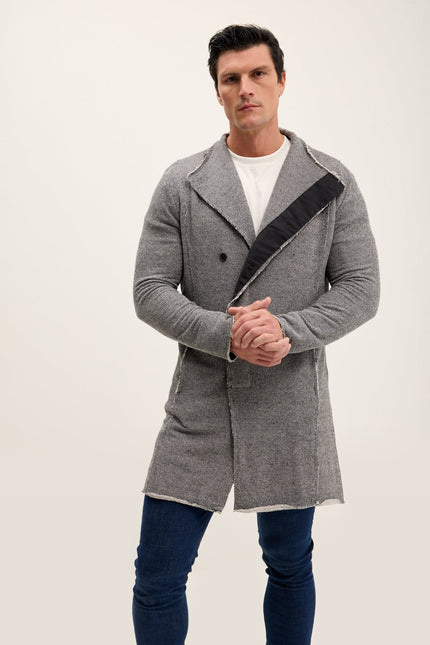 Asymmetric Rebel Cardigan - Black White