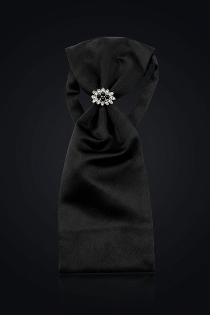 Jewel Ring Ascot Tie - Black - detail