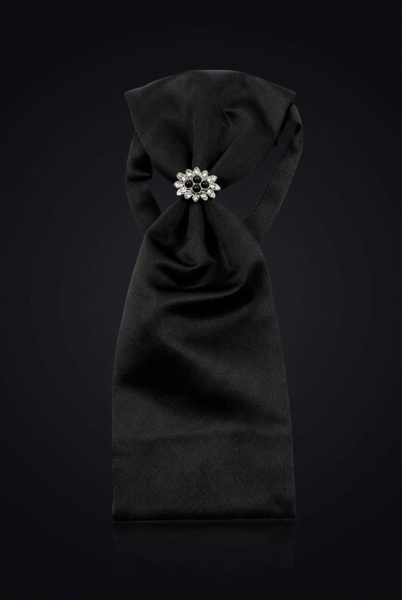 Jewel Ring Ascot Tie - Black - detail