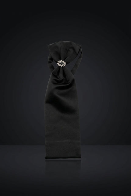 Jewel Ring Ascot Tie - Black - hero