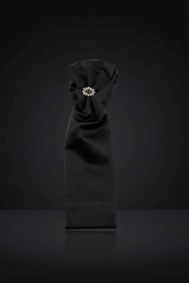 Jewel Ring Ascot Tie - Black - hero