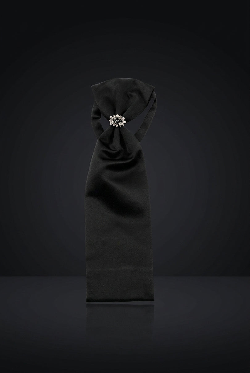 Jewel Ring Ascot Tie - Black - hero