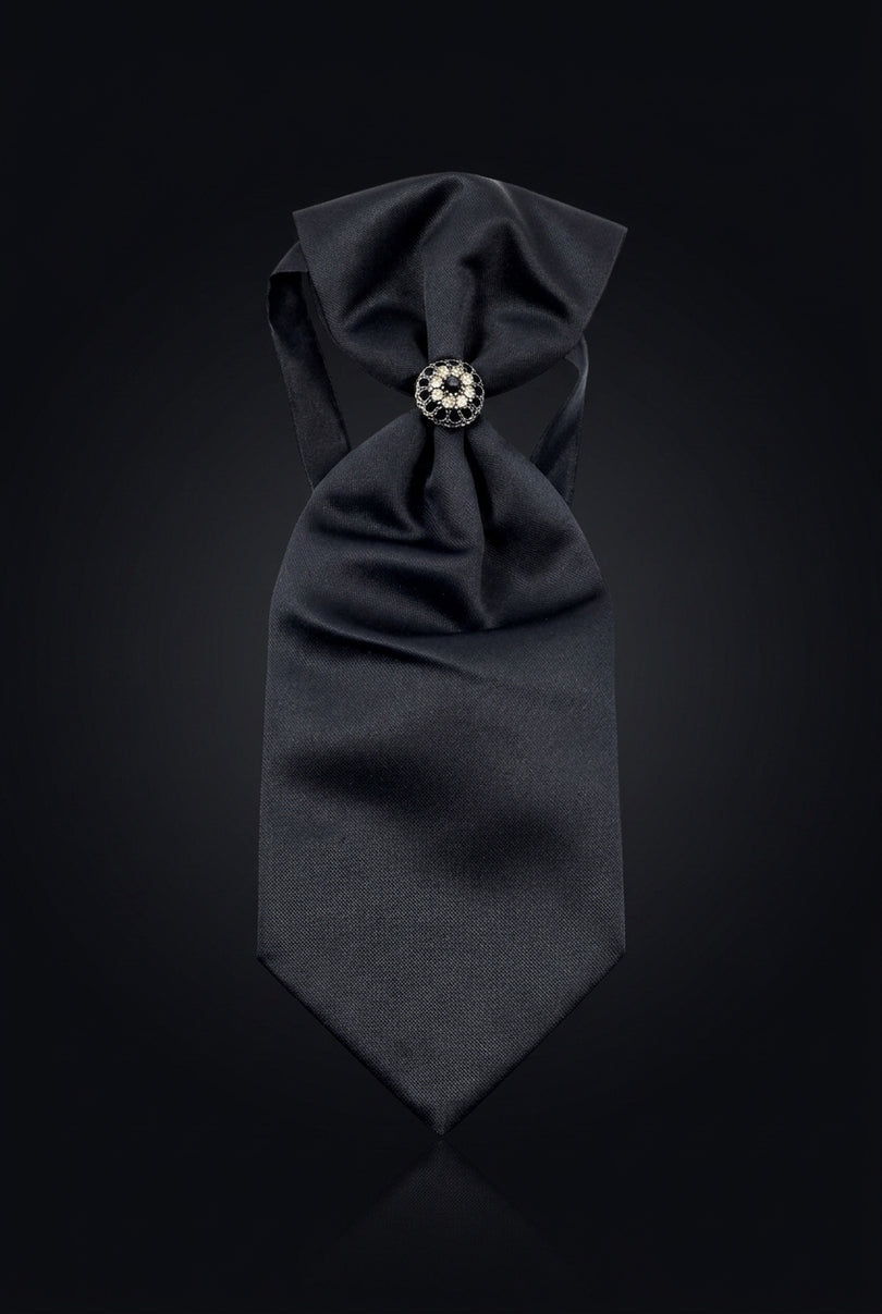 Ascot Tie With Jewel Ring - Navy - detail
