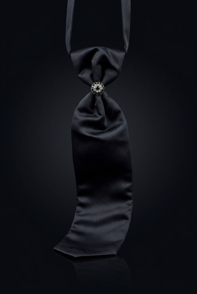 Ascot Tie With Jewel Ring - Navy - hero