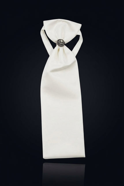 Ascot Tie With Jewel Ring - White - hero