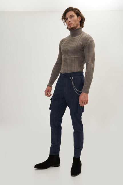 Ribbed Roll Neck Sweater - Dark Vizon