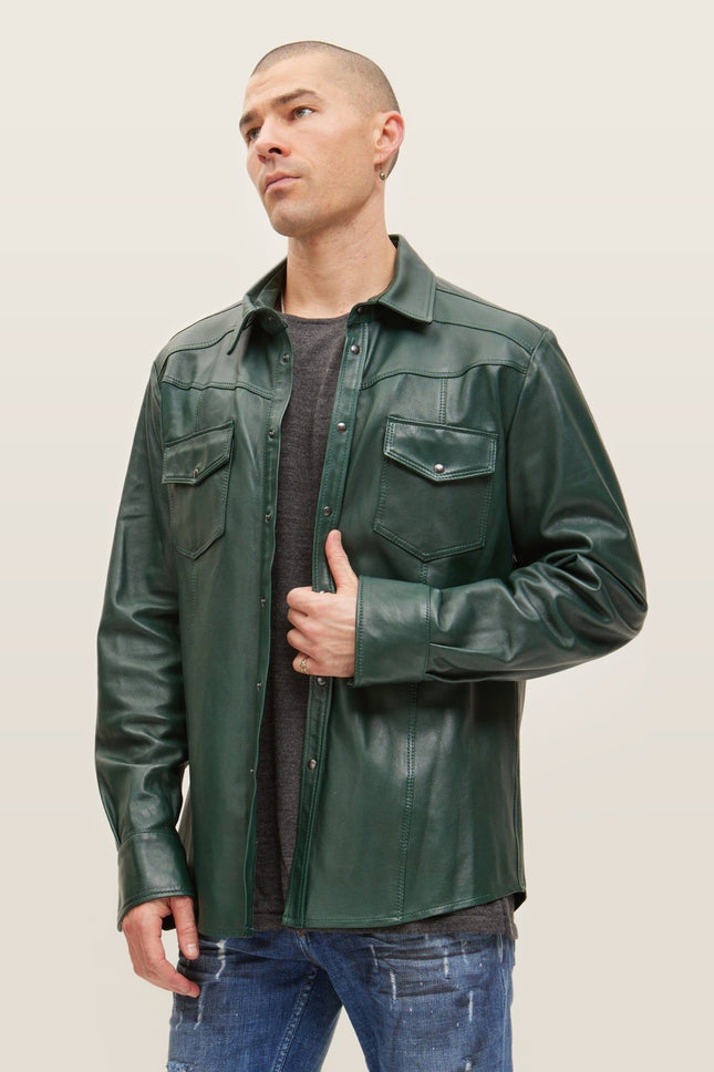 Lambskin Leather Shirt - Green