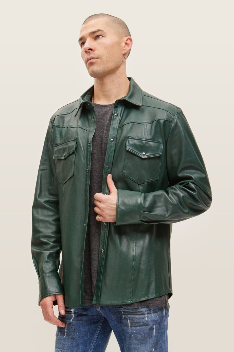 Lambskin Leather Shirt - Green