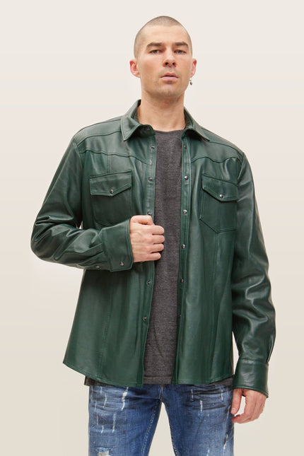 Lambskin Leather Shirt - Green