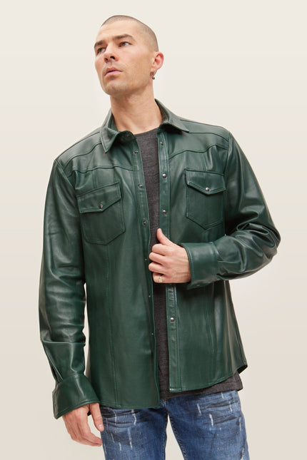 Lambskin Leather Shirt - Green