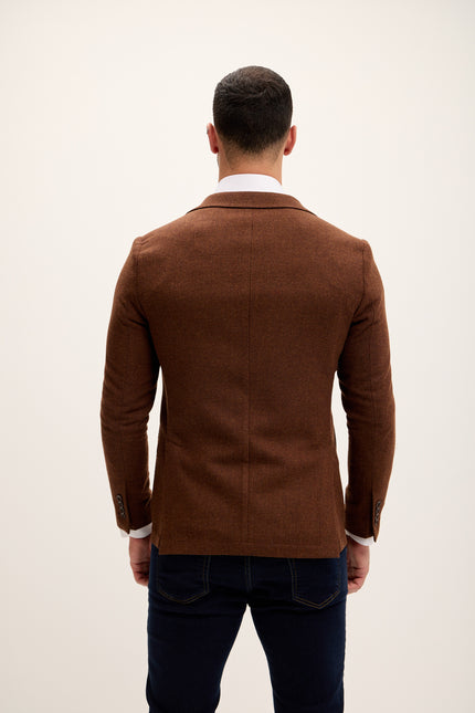 Men's Patch Pocket Wool Blazer - Brick | Ron Tomson