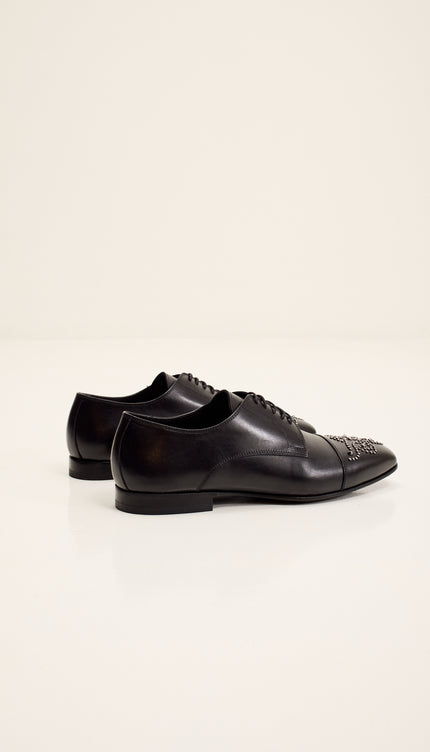 Embellished Full Leather Oxford Shoe - Black