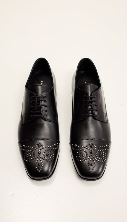 Embellished Full Leather Oxford Shoe - Black