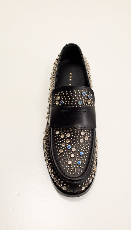 Studded Leather Loafer- Black