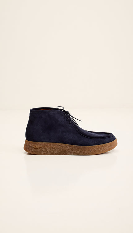 Italian Vibram Sole Nubuk Leather Desert Boots - Navy