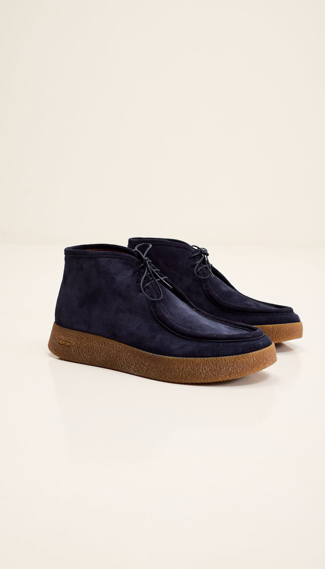Italian Vibram Sole Nubuk Leather Desert Boots - Navy