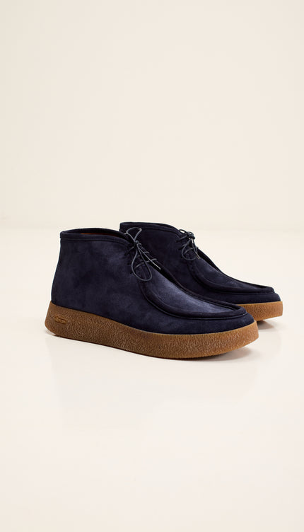 Italian Vibram Sole Nubuk Leather Desert Boots - Navy