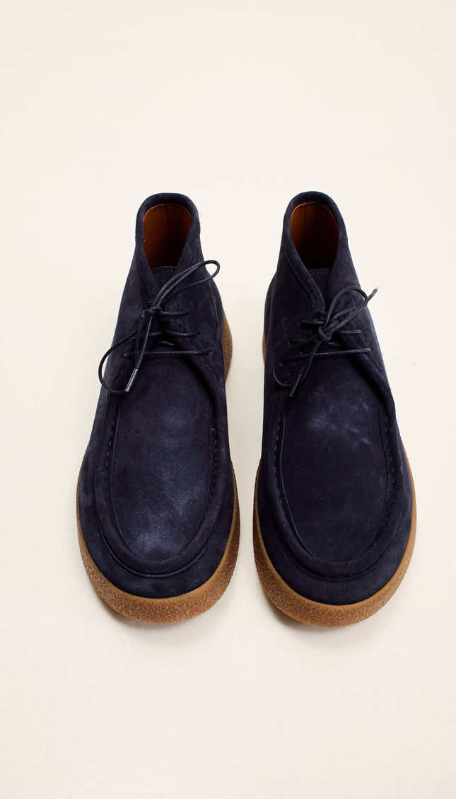 Italian Vibram Sole Nubuk Leather Desert Boots - Navy